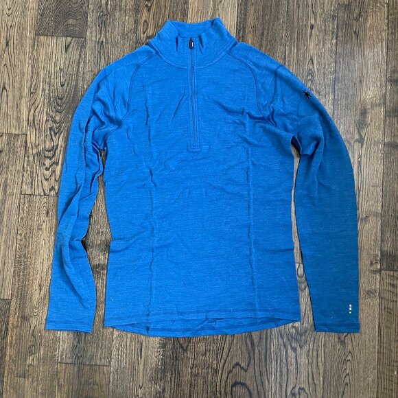 Smartwool Merino 250 Base Layer Quarter Zip Pullover Men's Medium Blue NWT - Picture 1 of 7